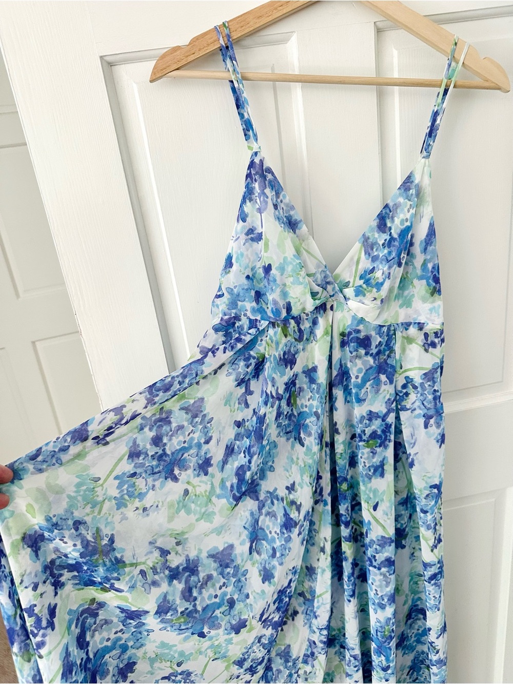 Oscar De La Renta Hydrangea Floral Cottage Nightgown Sheer Maxi Dress XL